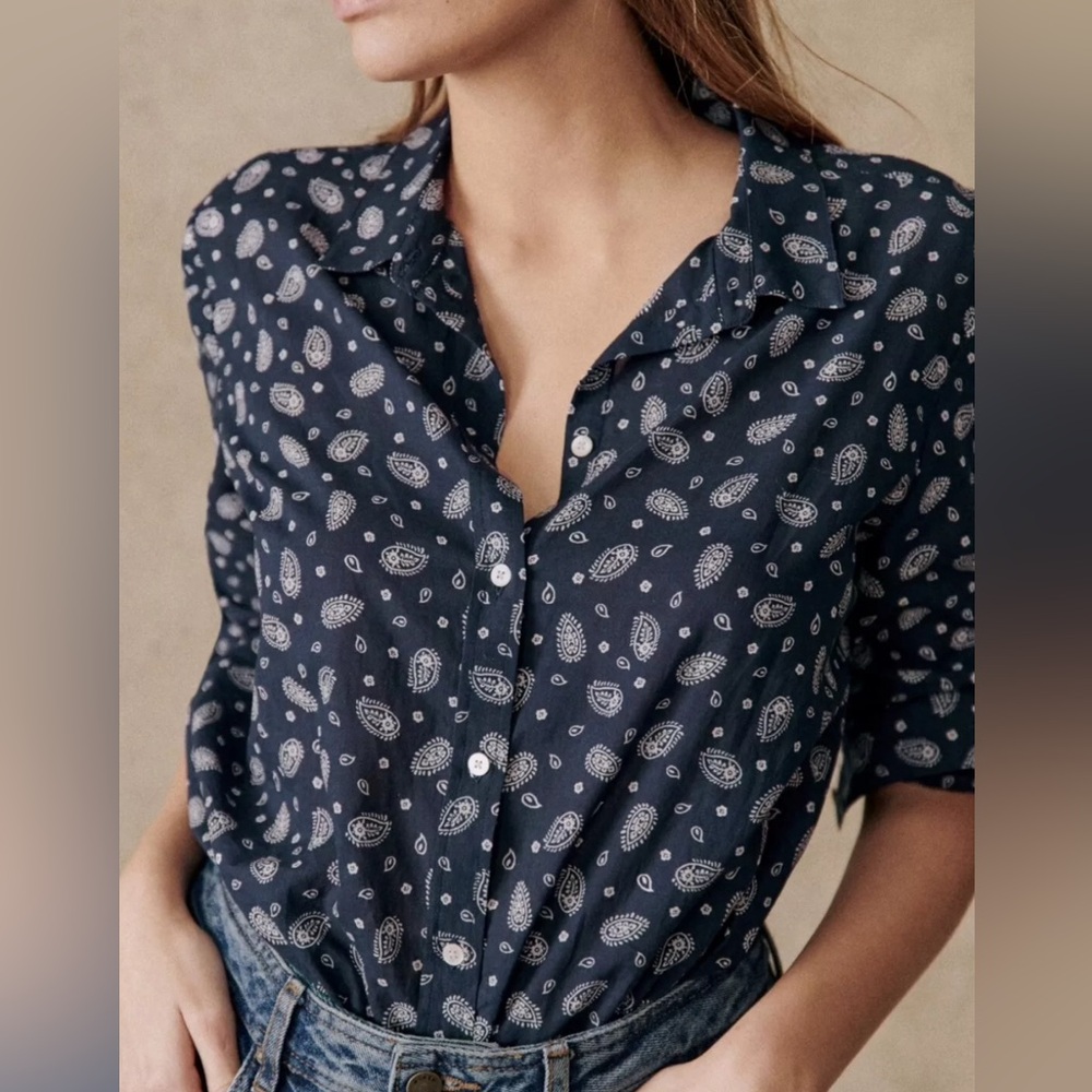 PIERRO paisley blue blouse bandana print Sezane